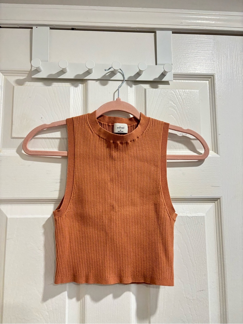 Wilfred Rust Orange Ribbed Mock Neck Tank